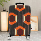 1-Piece Geometric Pattern Orange Brown Hexagon Retro Vintage  Suitcase Luggage Cover, Stretch Protective Sleeve
