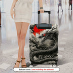 1-Piece Dragon Abstract Red Black Grey Artistic Mythical Creature Battle  Suitcase Luggage Cover, Stretch Protective Sleeve