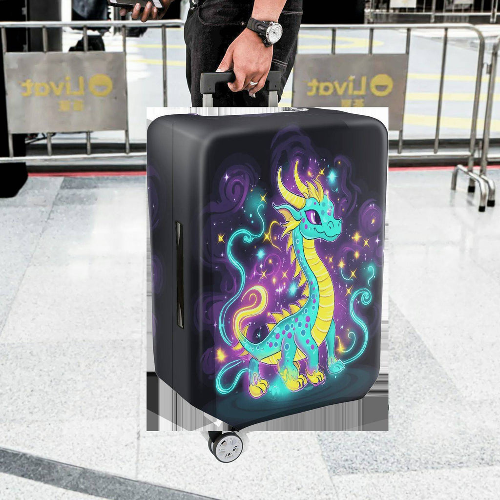 1-Piece Fantasy Dragon Starry Night Cosmic Colorful Magical  Suitcase Luggage Cover, Stretch Protective Sleeve