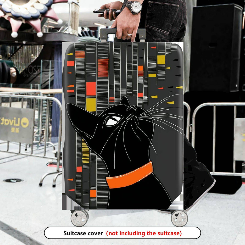 1-Piece Cat Modern Geometric Artistic Colorful  Suitcase Luggage Cover, Stretch Protective Sleeve