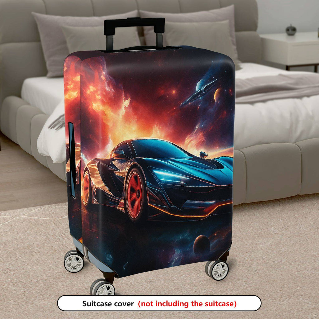 1-Piece Futuristic Space Race Car Galaxy Nebula Cosmic  Suitcase Luggage Cover, Stretch Protective Sleeve