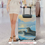 1-Piece Arctic Seal Pup Family Ice Ocean Sunrise  Suitcase Luggage Cover, Stretch Protective Sleeve