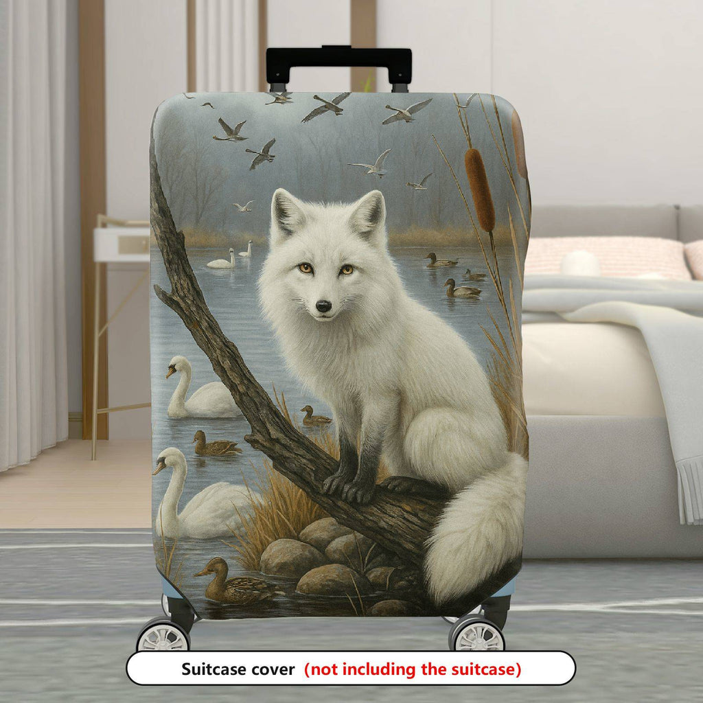 1-Piece Arctic Fox Wildlife Nature Scenic Swans Birds  Suitcase Luggage Cover, Stretch Protective Sleeve