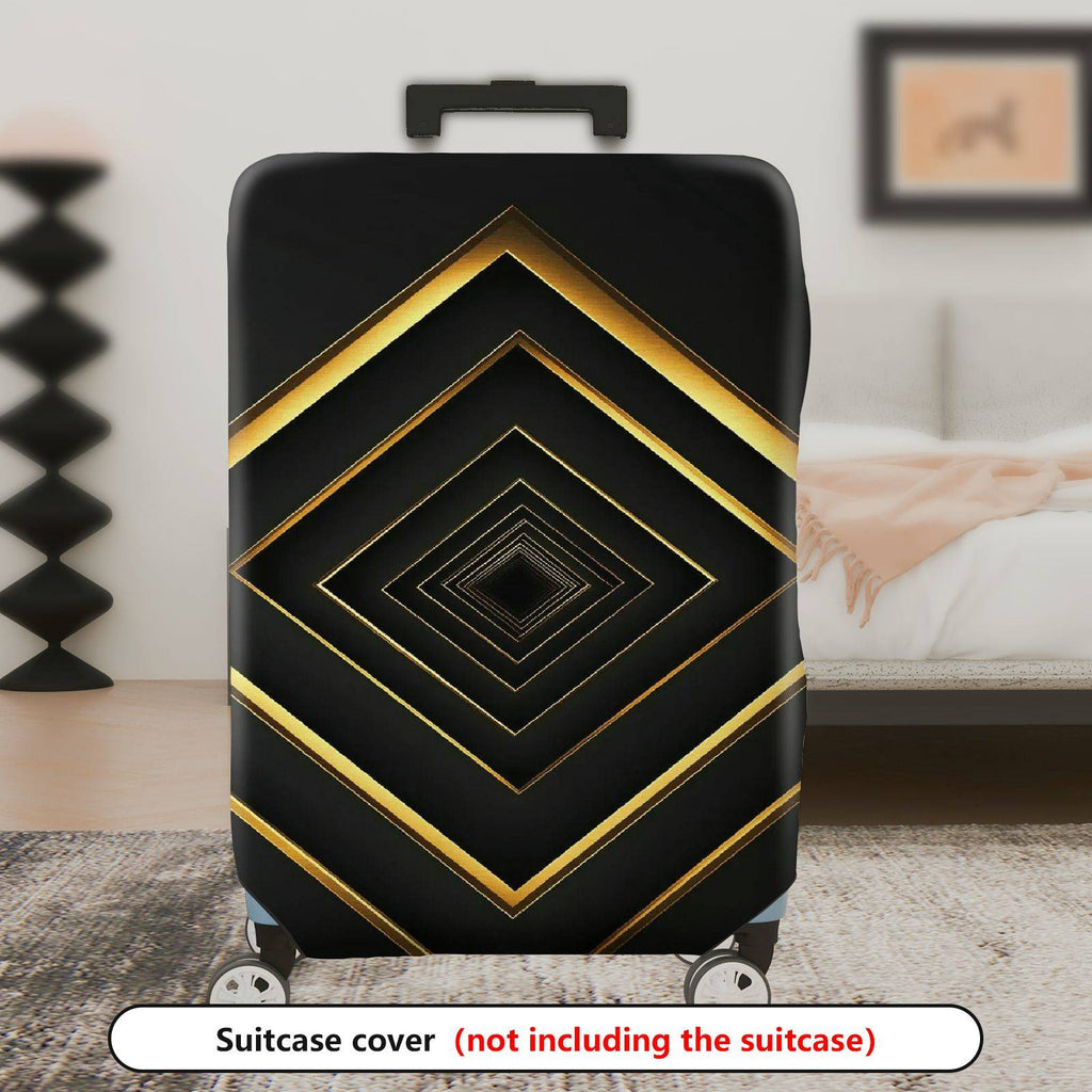 1-Piece Black Gold Geometric Diamond Elegant Stylish Modern  Suitcase Luggage Cover, Stretch Protective Sleeve