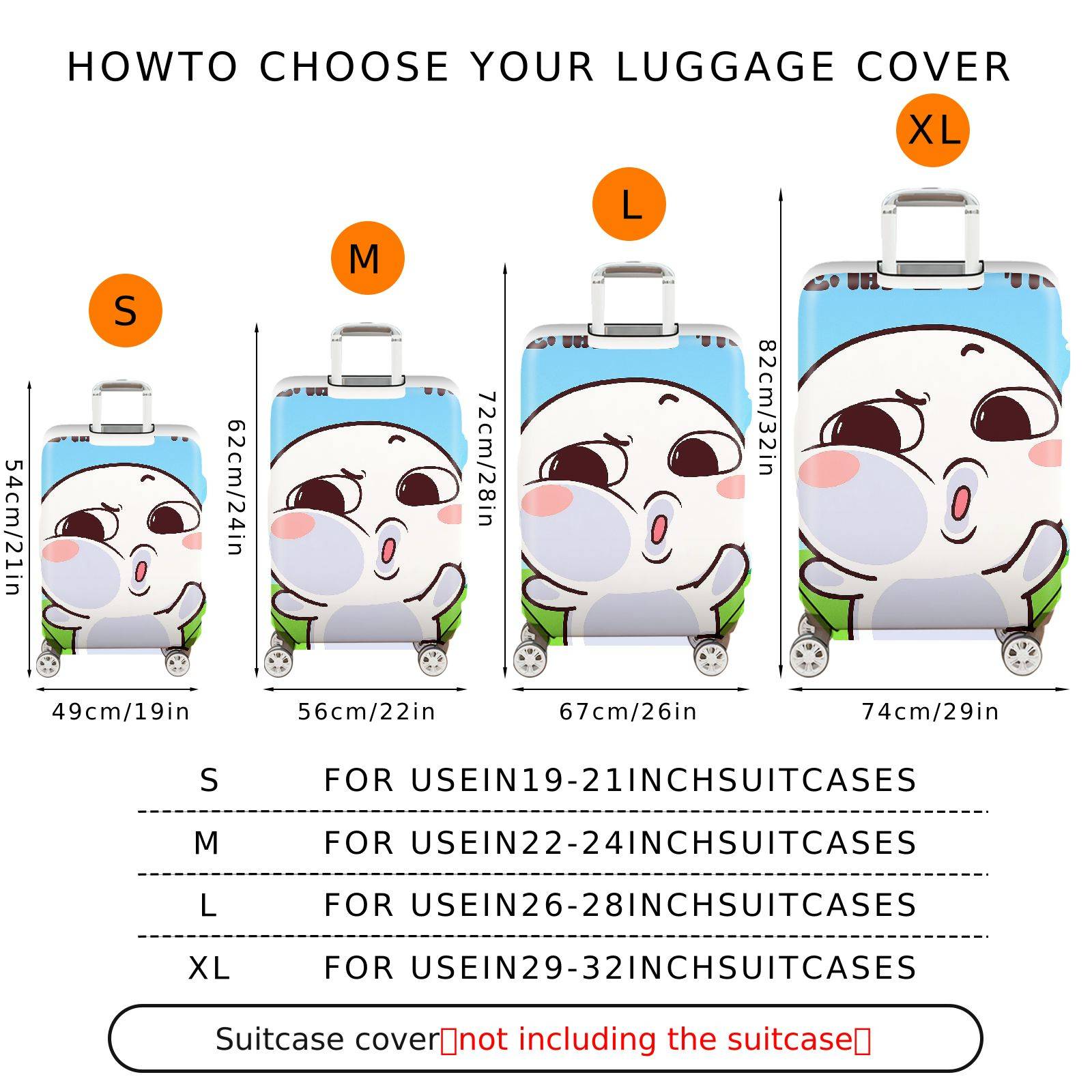1-Piece Fun Expression Sky Landscape Humor Cute  Suitcase Luggage Cover, Stretch Protective Sleeve