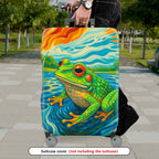 1-Piece Colorful Frog Nature Artistic Water Vibrant  Suitcase Luggage Cover, Stretch Protective Sleeve