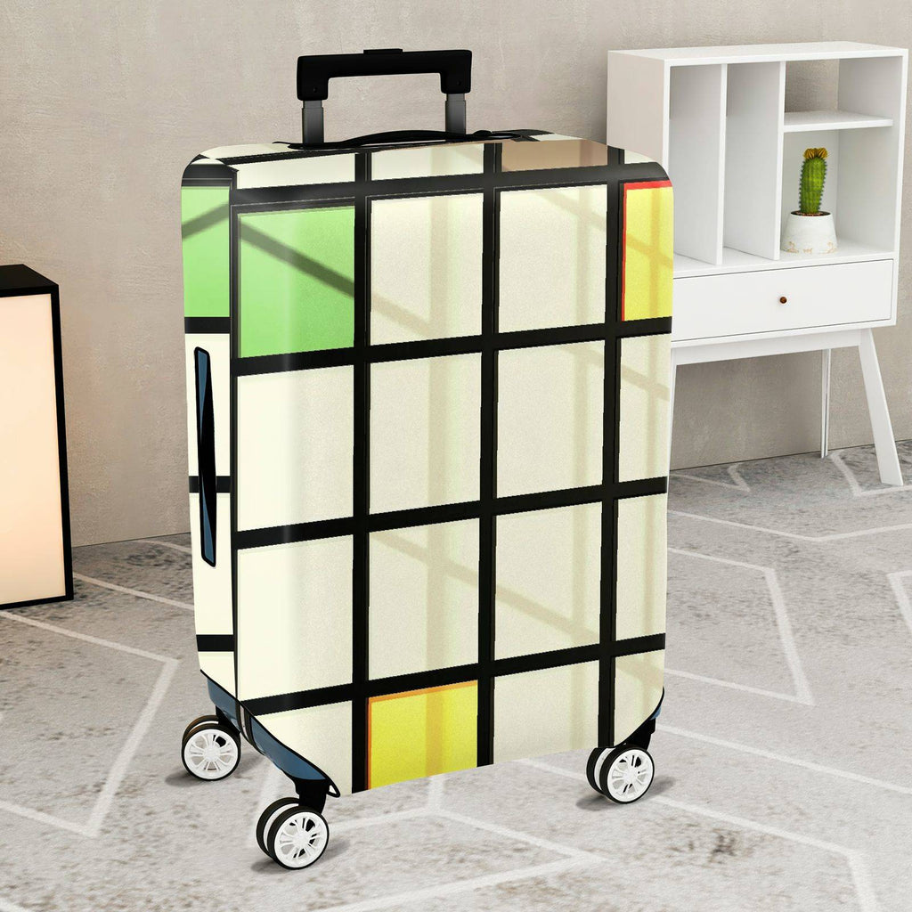 1-Piece Modern Art Geometric Multicolor Checkered Graphic  Suitcase Luggage Cover, Stretch Protective Sleeve