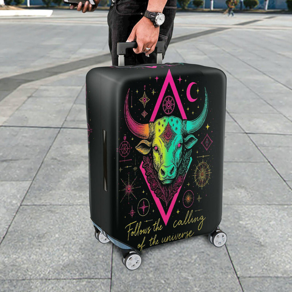 1-Piece Zodiac Bull Astrology Cosmic Universe Star  Suitcase Luggage Cover, Stretch Protective Sleeve