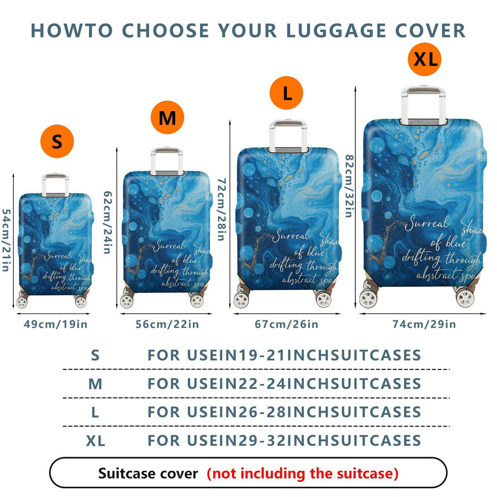 1-Piece Abstract Blue Artistic Bubble Surreal Dreamy  Suitcase Luggage Cover, Stretch Protective Sleeve