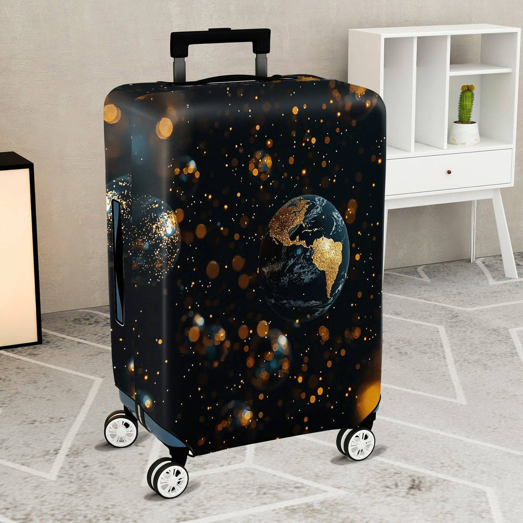 1-Piece Cosmic Glitter Earth Starry Space Universe  Suitcase Luggage Cover, Stretch Protective Sleeve