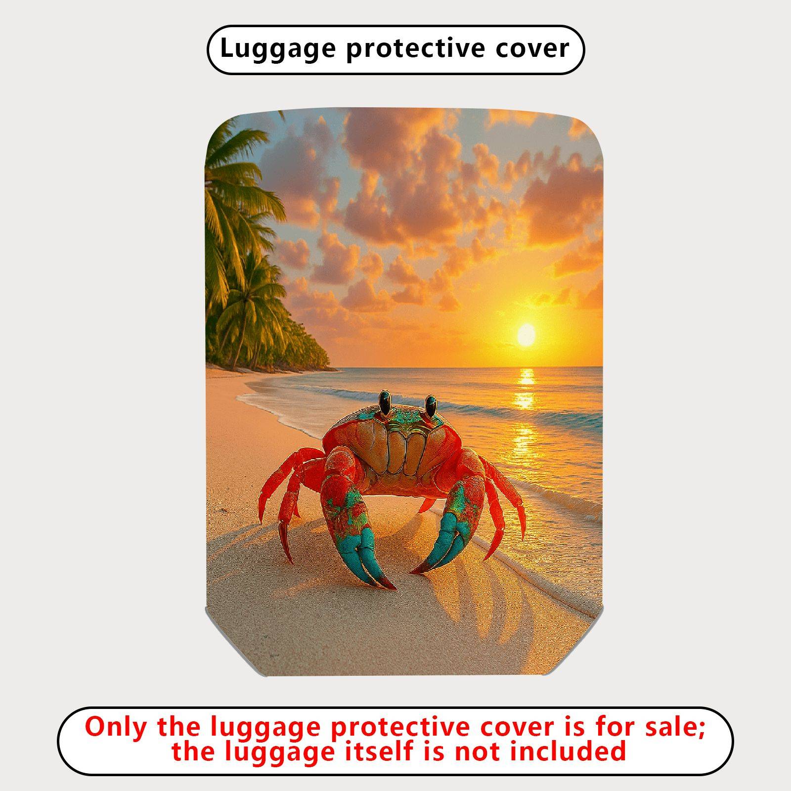1-Piece Sunset Beach Crab Palm Ocean Holiday  Suitcase Luggage Cover, Stretch Protective Sleeve