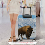 1-Piece Bison Mountain Snow Wildlife Nature Landscape  Suitcase Luggage Cover, Stretch Protective Sleeve