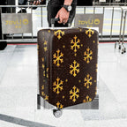 1-Piece Gold Snowflake Pattern Dark Brown Glitter Festive Holiday  Suitcase Luggage Cover, Stretch Protective Sleeve