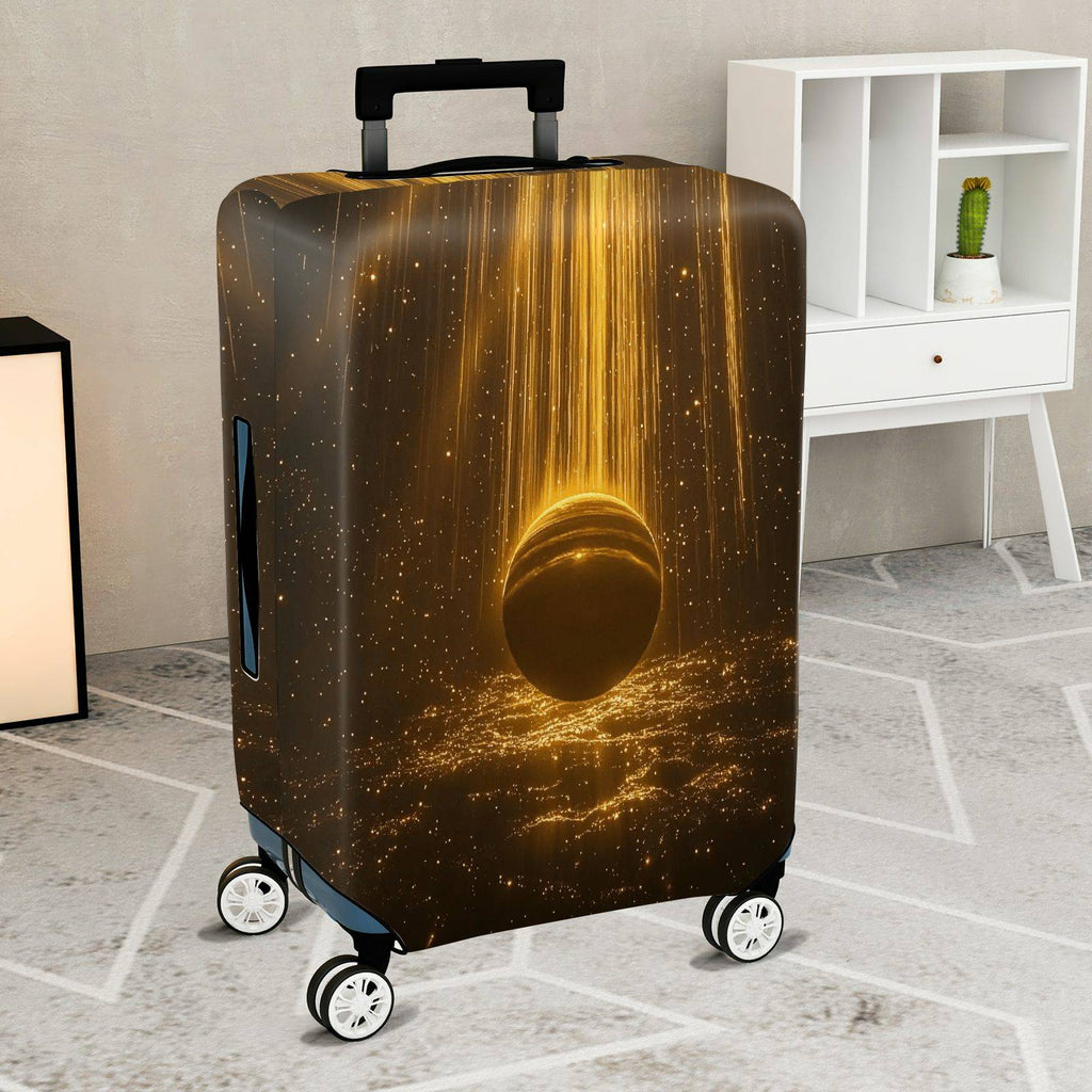 1-Piece Cosmic Galaxy Starry Golden Planet Nebula Traveler  Suitcase Luggage Cover, Stretch Protective Sleeve