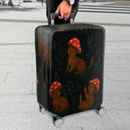 1-Piece Adorable Forest Mushroom Rabbit Woodland Black  Suitcase Luggage Cover, Stretch Protective Sleeve