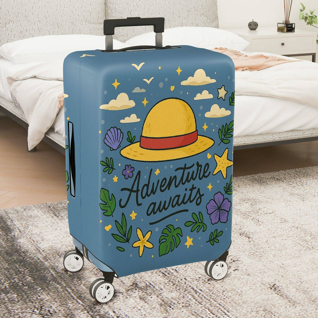 1-Piece Adventure Awaits Floral Hat Cloud Star  Suitcase Luggage Cover, Stretch Protective Sleeve