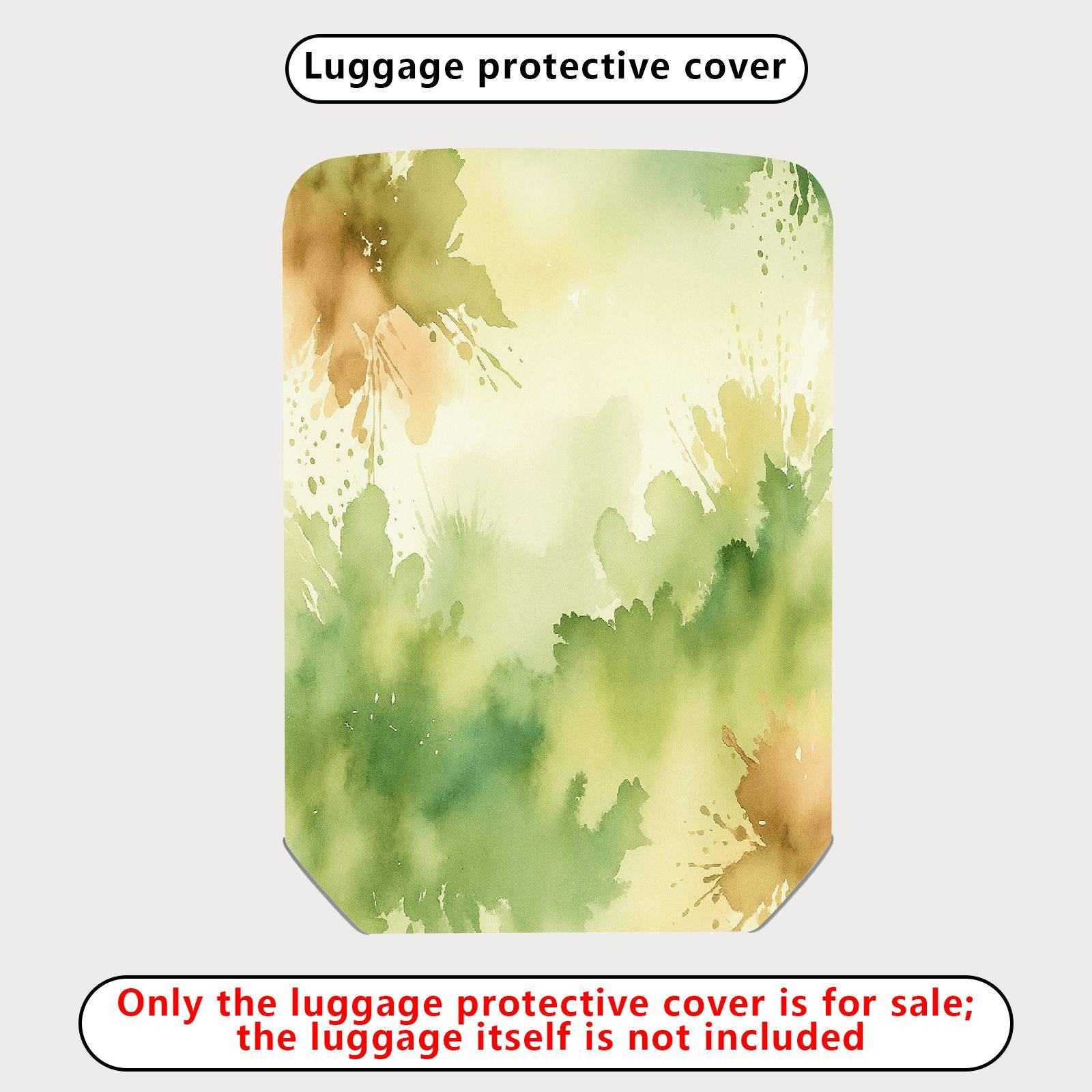 1-Piece Abstract Nature Green Watercolor Painting  Suitcase Luggage Cover, Stretch Protective Sleeve
