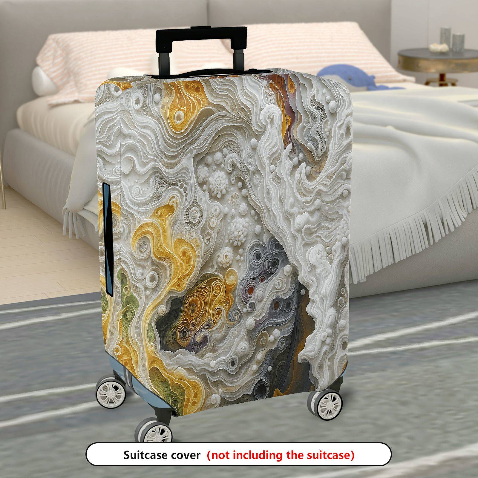 1-Piece Abstract Artistic Swirl Bubble Textured Colorful  Suitcase Luggage Cover, Stretch Protective Sleeve