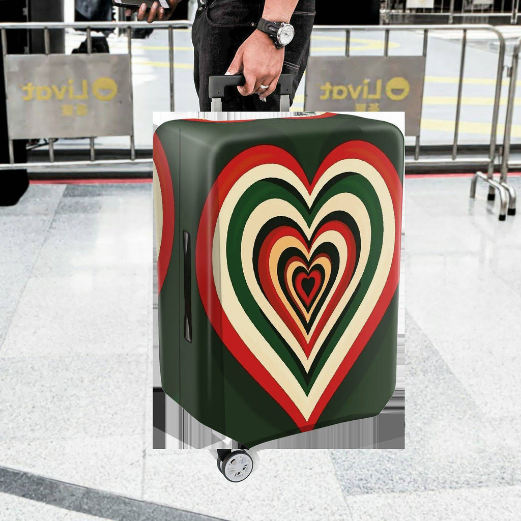 1-Piece Retro Heart Geometric Multicolor Funky Travel  Suitcase Luggage Cover, Stretch Protective Sleeve