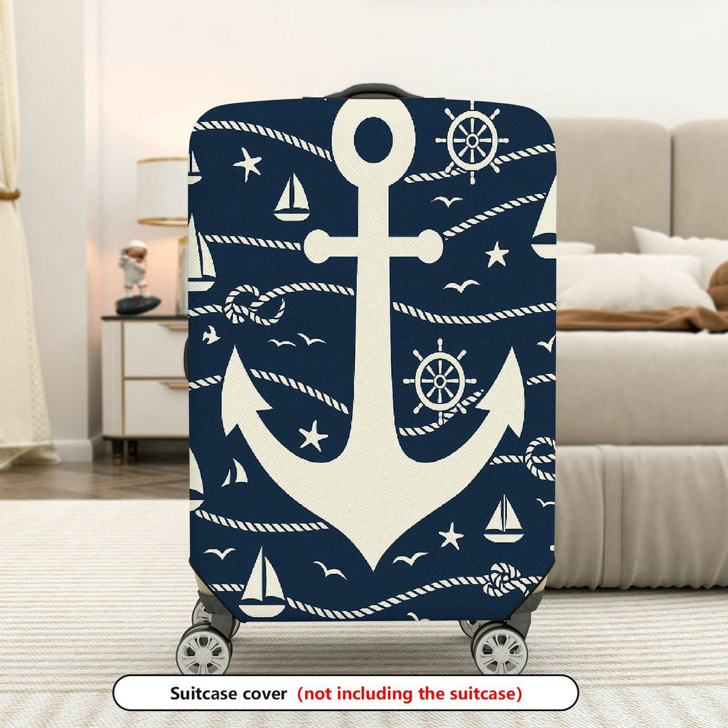 1-Piece Anchor Nautical Rope Sea Sailor Travel  Suitcase Luggage Cover, Stretch Protective Sleeve