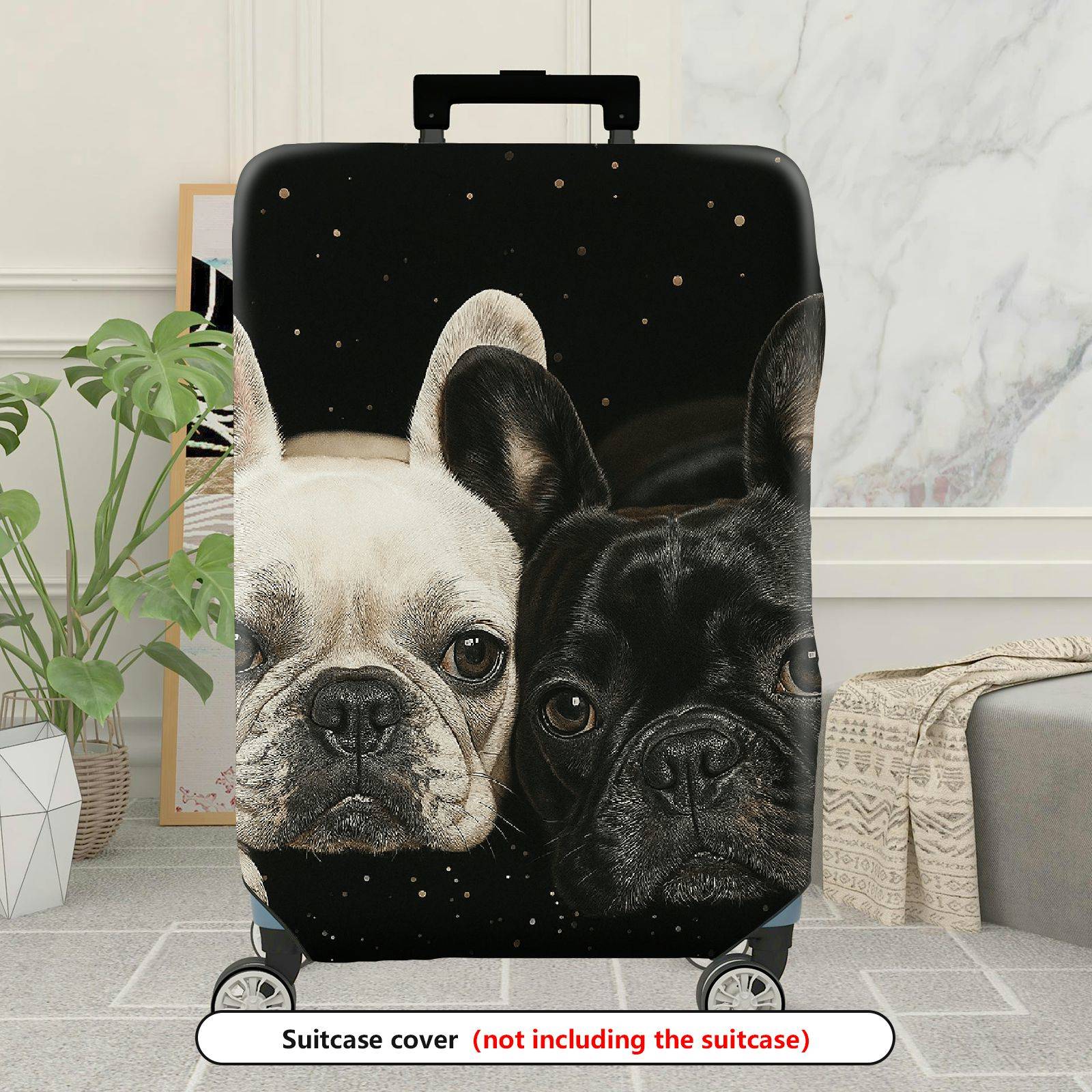 1-Piece Adorable Bulldog Starry Night Pet Lover Cute Dog  Suitcase Luggage Cover, Stretch Protective Sleeve