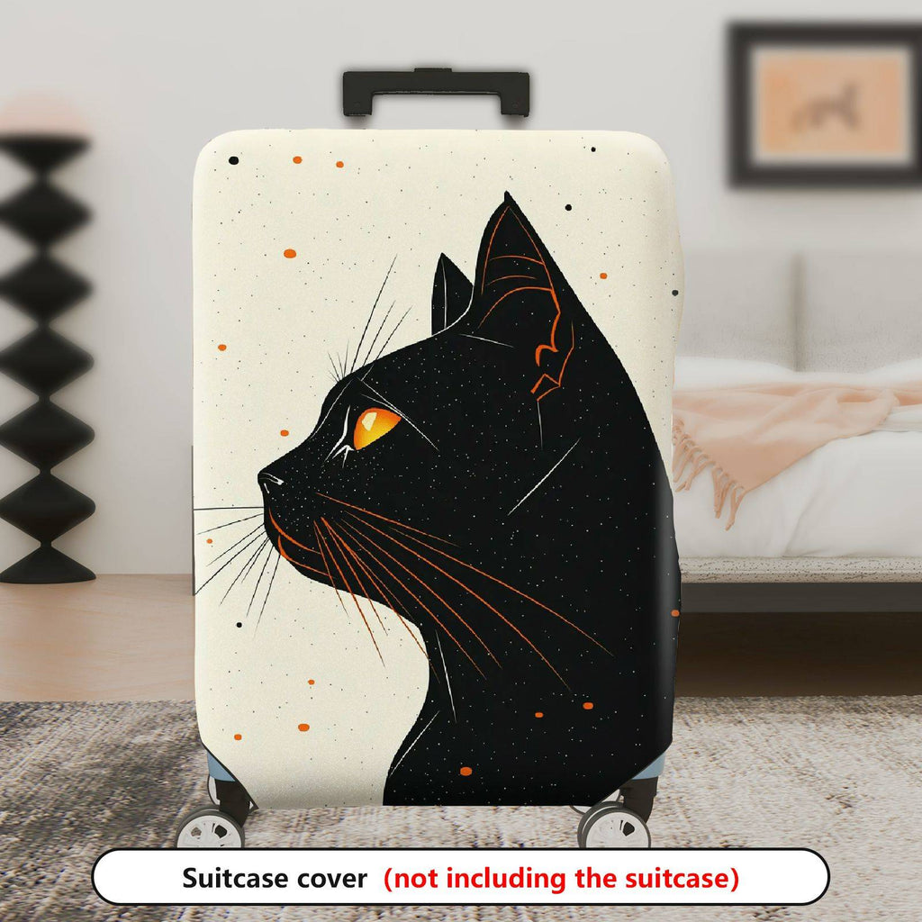 1-Piece Black Cat Orange Eyes Starry Night Cosmic  Suitcase Luggage Cover, Stretch Protective Sleeve