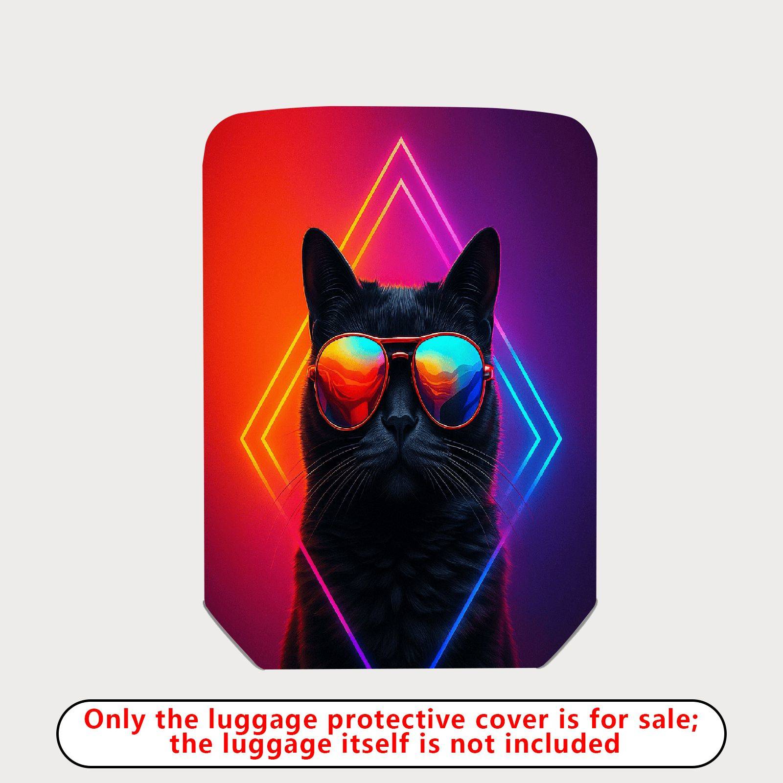 1-Piece Cat Sunglasses  Geometric Cool Trendy  Suitcase Luggage Cover, Stretch Protective Sleeve