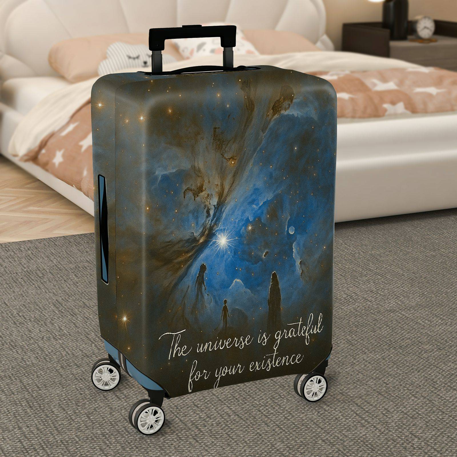 1-Piece Cosmic Galaxy Star Space Universe Quote  Suitcase Luggage Cover, Stretch Protective Sleeve