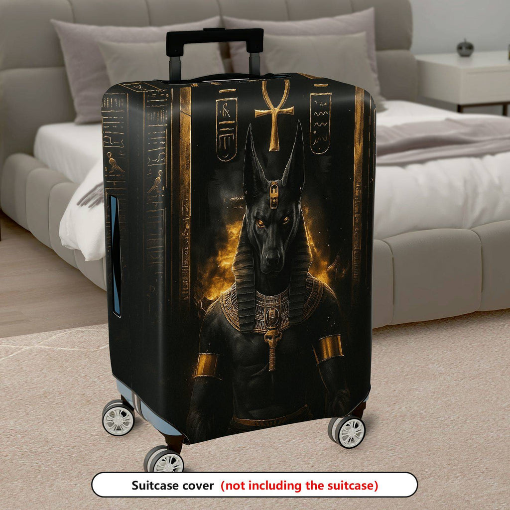 1-Piece Ancient Egyptian Pharaoh Mythical  Anubis Hieroglyphs  Suitcase Luggage Cover, Stretch Protective Sleeve