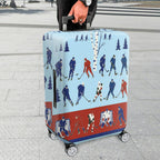 1-Piece Blue Hockey Player Forest Sports Winter  Suitcase Luggage Cover, Stretch Protective Sleeve
