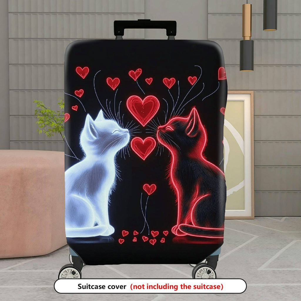 1-Piece Cat Heart Romantic Artistic Stylish  Suitcase Luggage Cover, Stretch Protective Sleeve