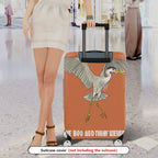 1-Piece Elegant Crane Animal Pattern Orange Minimalist Artistic  Suitcase Luggage Cover, Stretch Protective Sleeve