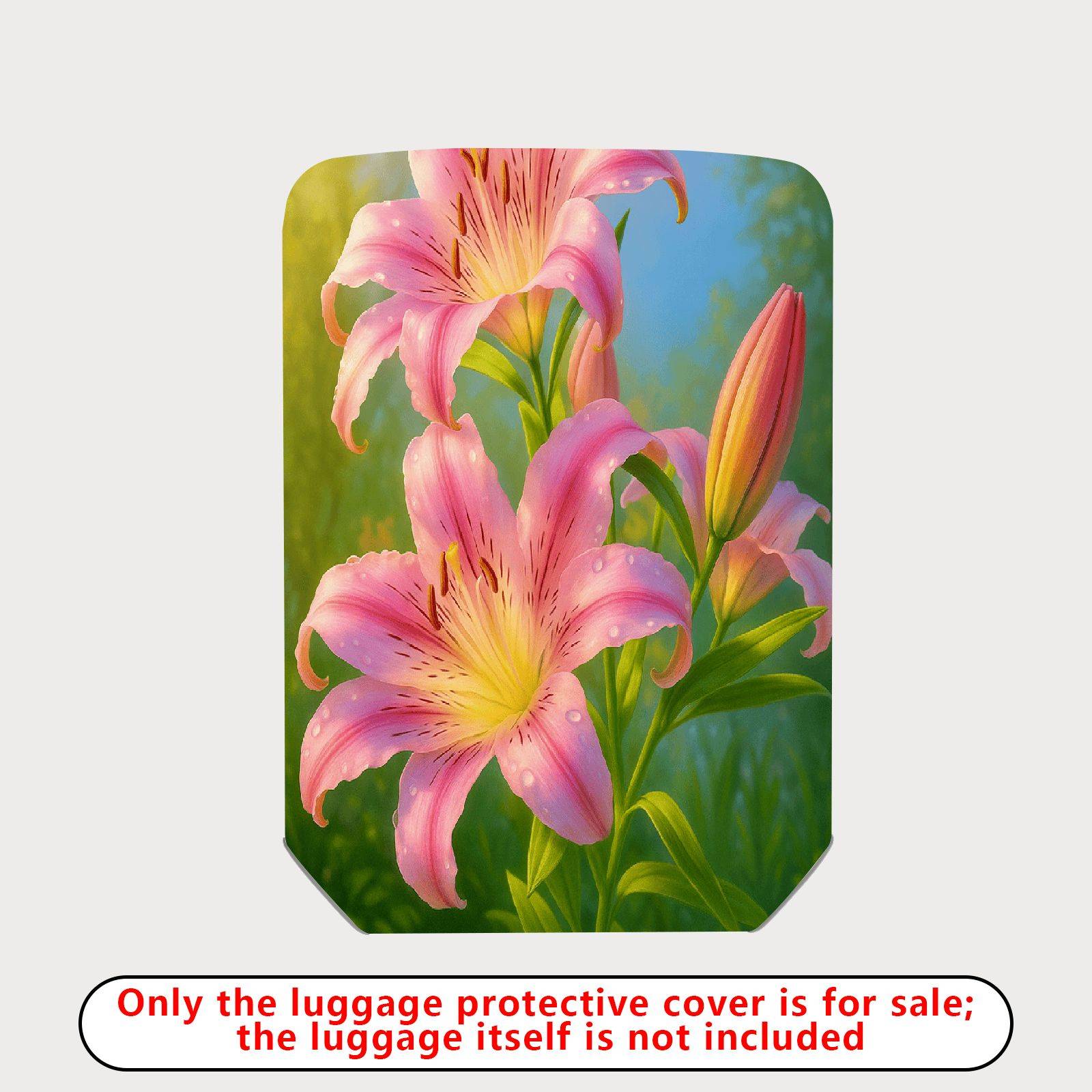 1-Piece Pink Lily Flower Nature Artistic Beautiful Colorful  Suitcase Luggage Cover, Stretch Protective Sleeve