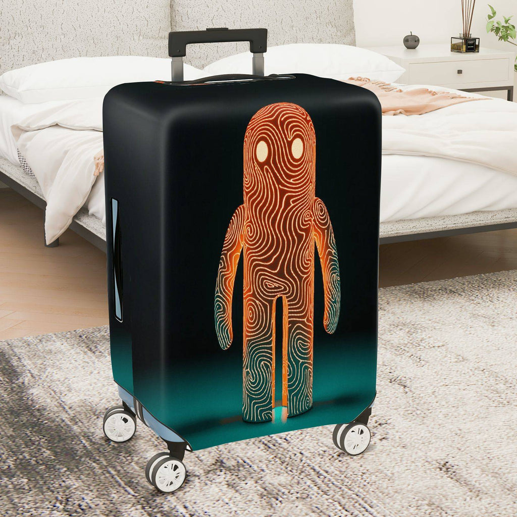 1-Piece Abstract Orange Line Art Figure Travel Business Graphic Mystical  Suitcase Luggage Cover, Stretch Protective Sleeve