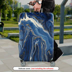 1-Piece Abstract Blue Gold Marble Pattern Art Style Unique Artistic Chic  Suitcase Luggage Cover, Stretch Protective Sleeve