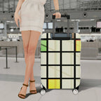 1-Piece Modern Art Geometric Multicolor Checkered Graphic  Suitcase Luggage Cover, Stretch Protective Sleeve