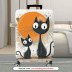 1-Piece Black Cat Abstract Orange Artistic Cute Creative  Suitcase Luggage Cover, Stretch Protective Sleeve