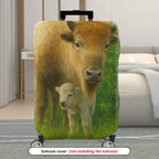 1-Piece Animal Nature Pastoral Green Buffalo Calf  Suitcase Luggage Cover, Stretch Protective Sleeve