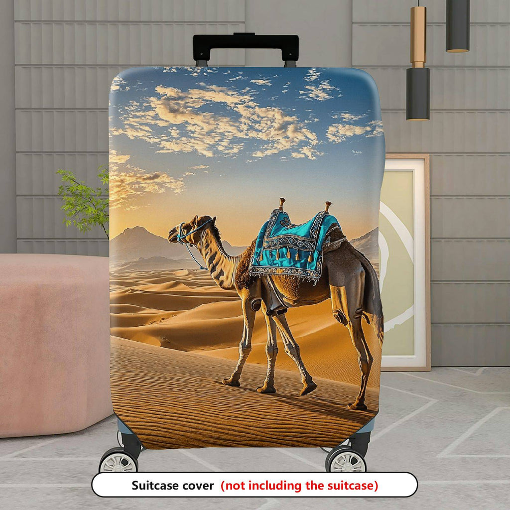 1-Piece Desert Camel Sunset Scenic Nature Artistic  Suitcase Luggage Cover, Stretch Protective Sleeve