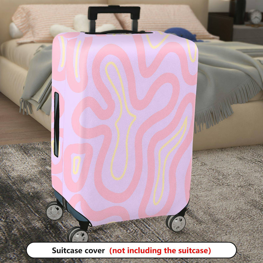 1-Piece Abstract Wavy Groovy Pink Purple  Suitcase Luggage Cover, Stretch Protective Sleeve