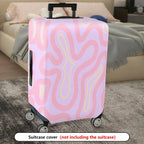 1-Piece Abstract Wavy Groovy Pink Purple  Suitcase Luggage Cover, Stretch Protective Sleeve
