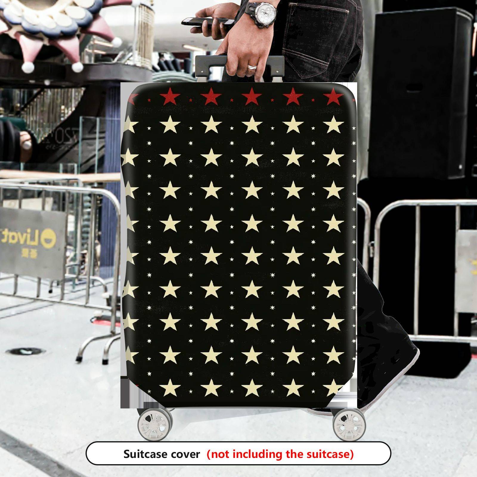 1-Piece Starry Night Black White Cosmic Celestial Elegant  Suitcase Luggage Cover, Stretch Protective Sleeve
