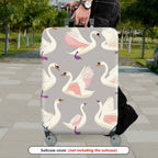 1-Piece Swan Feather Elegant Graceful Pink Artistic  Suitcase Luggage Cover, Stretch Protective Sleeve