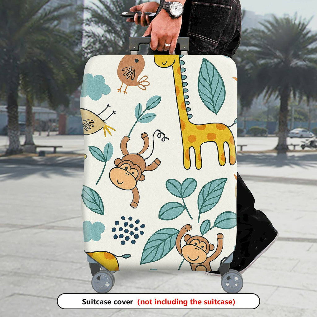 1-Piece Cute  Animal Leaf Giraffe Monkey Bird  Suitcase Luggage Cover, Stretch Protective Sleeve
