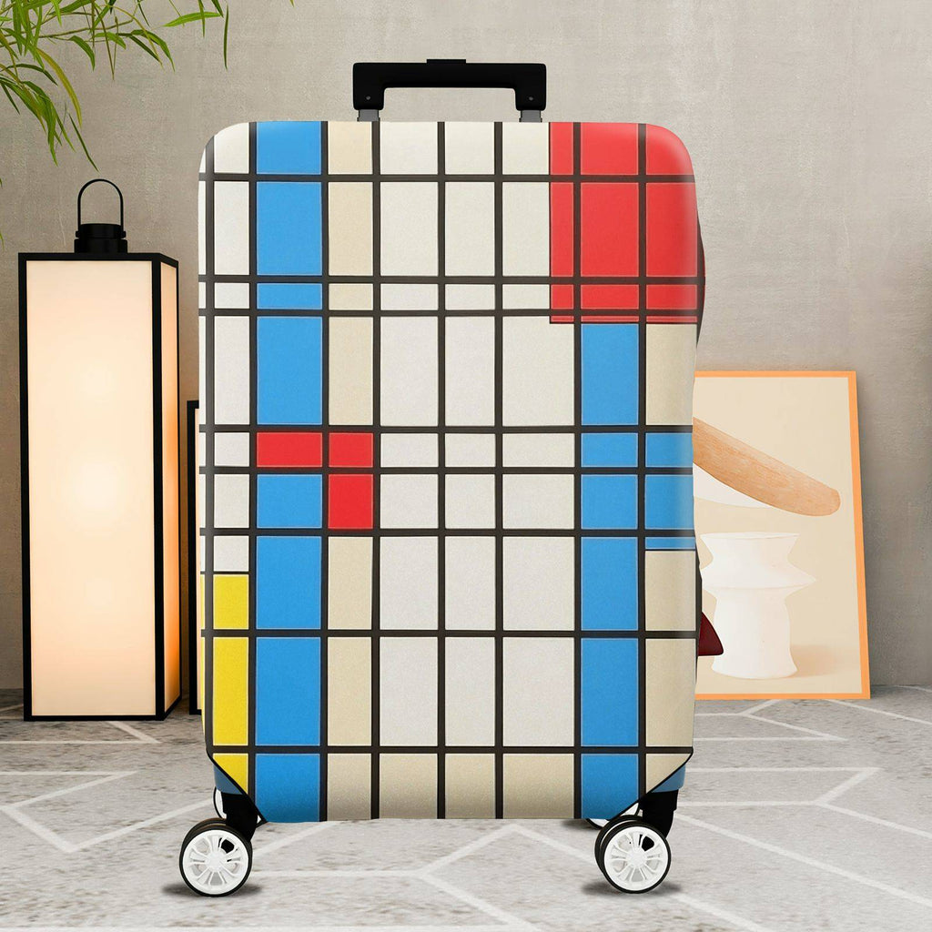 1-Piece Geometric Colorful Retro Modern Artistic Chic  Suitcase Luggage Cover, Stretch Protective Sleeve