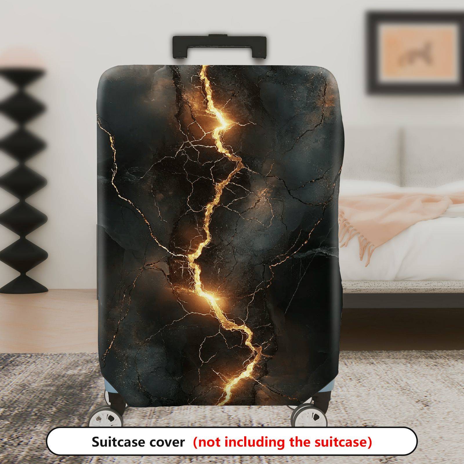 1-Piece Abstract Lightning Crack Pattern Dark Marble Modern Stylish Unique  Suitcase Luggage Cover, Stretch Protective Sleeve