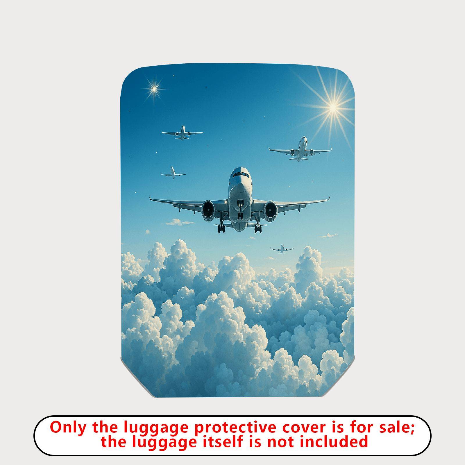 1-Piece Airplane Cloud Sky Travel Adventure Journey  Suitcase Luggage Cover, Stretch Protective Sleeve