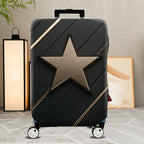 1-Piece Star Pattern Black Gold Geometric Modern Stylish  Suitcase Luggage Cover, Stretch Protective Sleeve