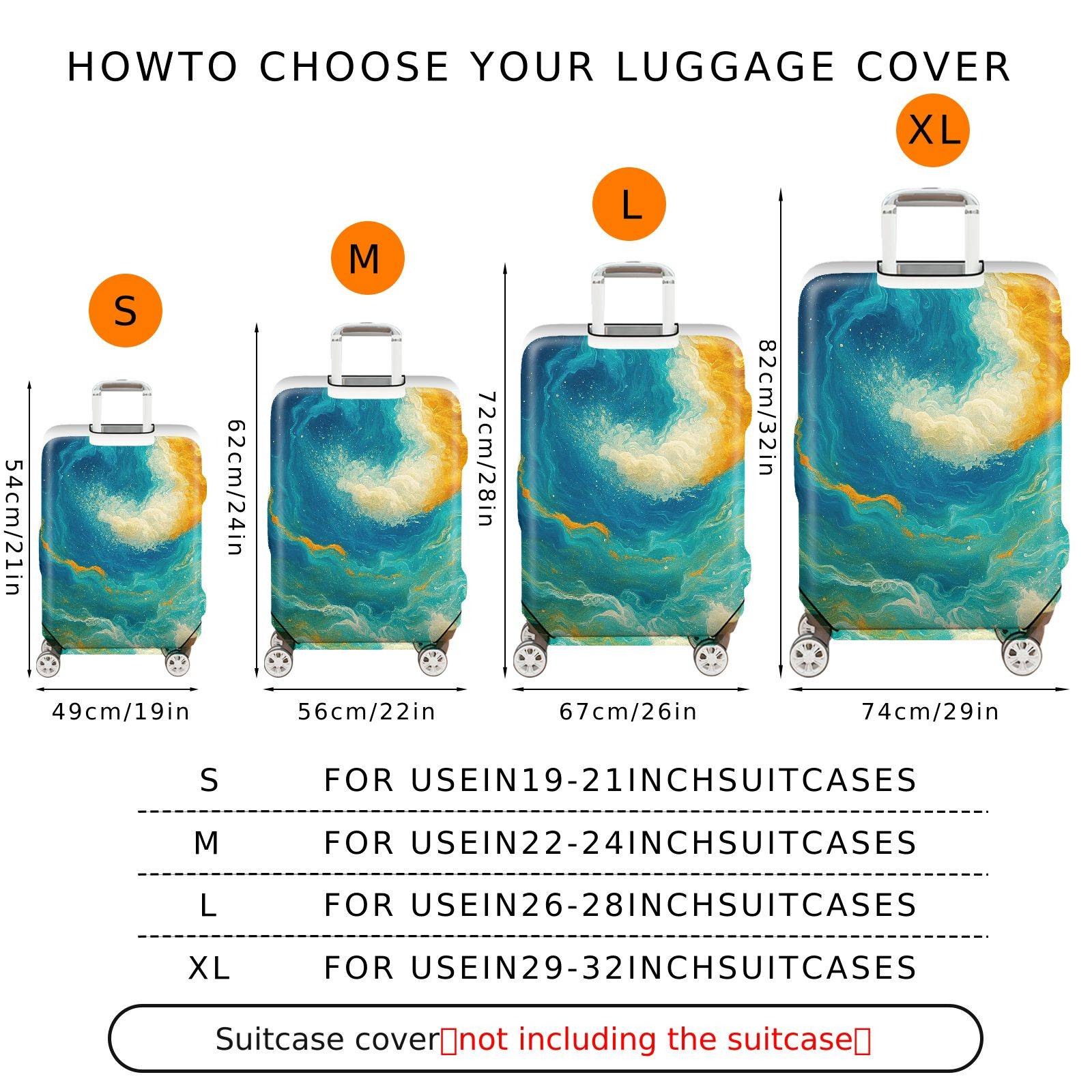1-Piece Galaxy Wave Artistic Abstract Colorful Swirl Cosmic  Suitcase Luggage Cover, Stretch Protective Sleeve