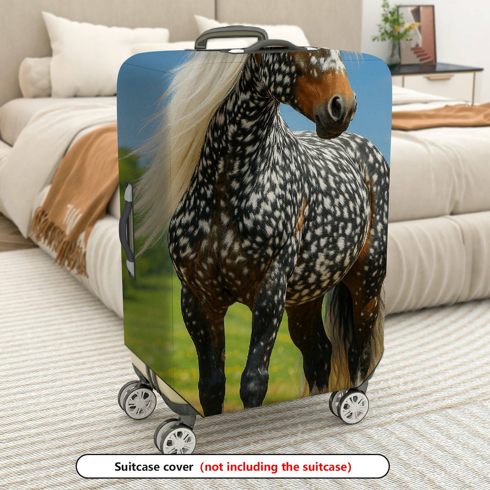 1-Piece Horse Nature Art Pattern Travel Holiday Scenic Galloping  Suitcase Luggage Cover, Stretch Protective Sleeve